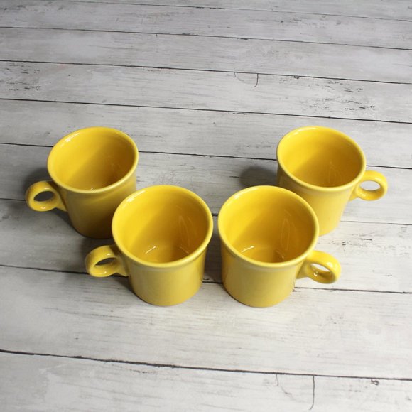 Fiesta Coffee Cup Mugs Sunflower Yellow Lot 4 Made in USA Homer Laughlin - Picture 8 of 11
